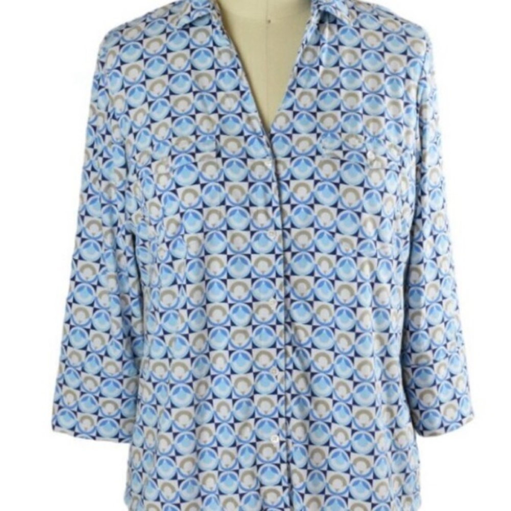 J. MCLAUGHLIN BRYNN LYFORD GEOMETRIC PRINT JERSEY SHIRT